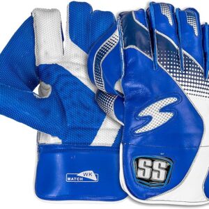 SS Match Cricket Premium Wicket Keeping Gloves - (White, Blue Color, Red Color) - Adult Size