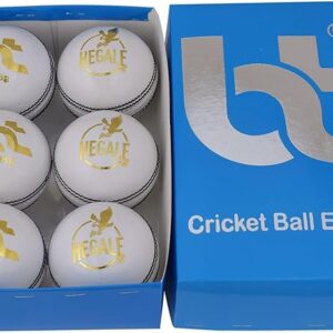 BT Premium White Cricket Ball - Pack of 6 Genuine Leather Cricket Balls for Day or Night International Standard Cricket and Practice | Bat-Friendly Hard Cricket Ball | 156g