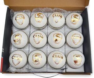 SG Club Cricket Season Ball, White four-piece white cricket ball pack of 12 balls