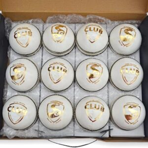 SG Club Cricket Season Ball, White four-piece white cricket ball pack of 12 balls